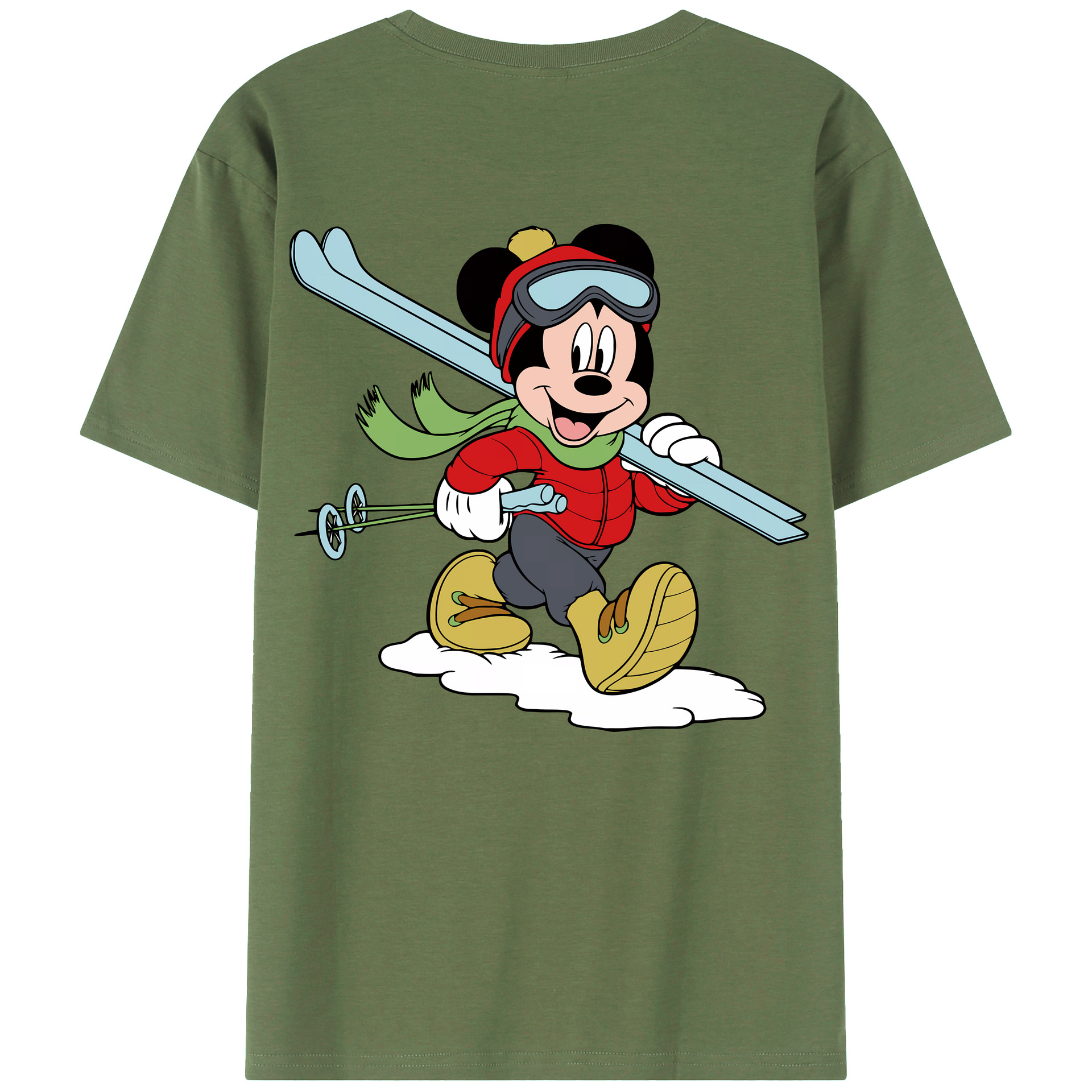（画像用） ミッキーマウス Mickey Mouse 綿100％ メンズ半袖Tシャツ（バックプリント） 通気性